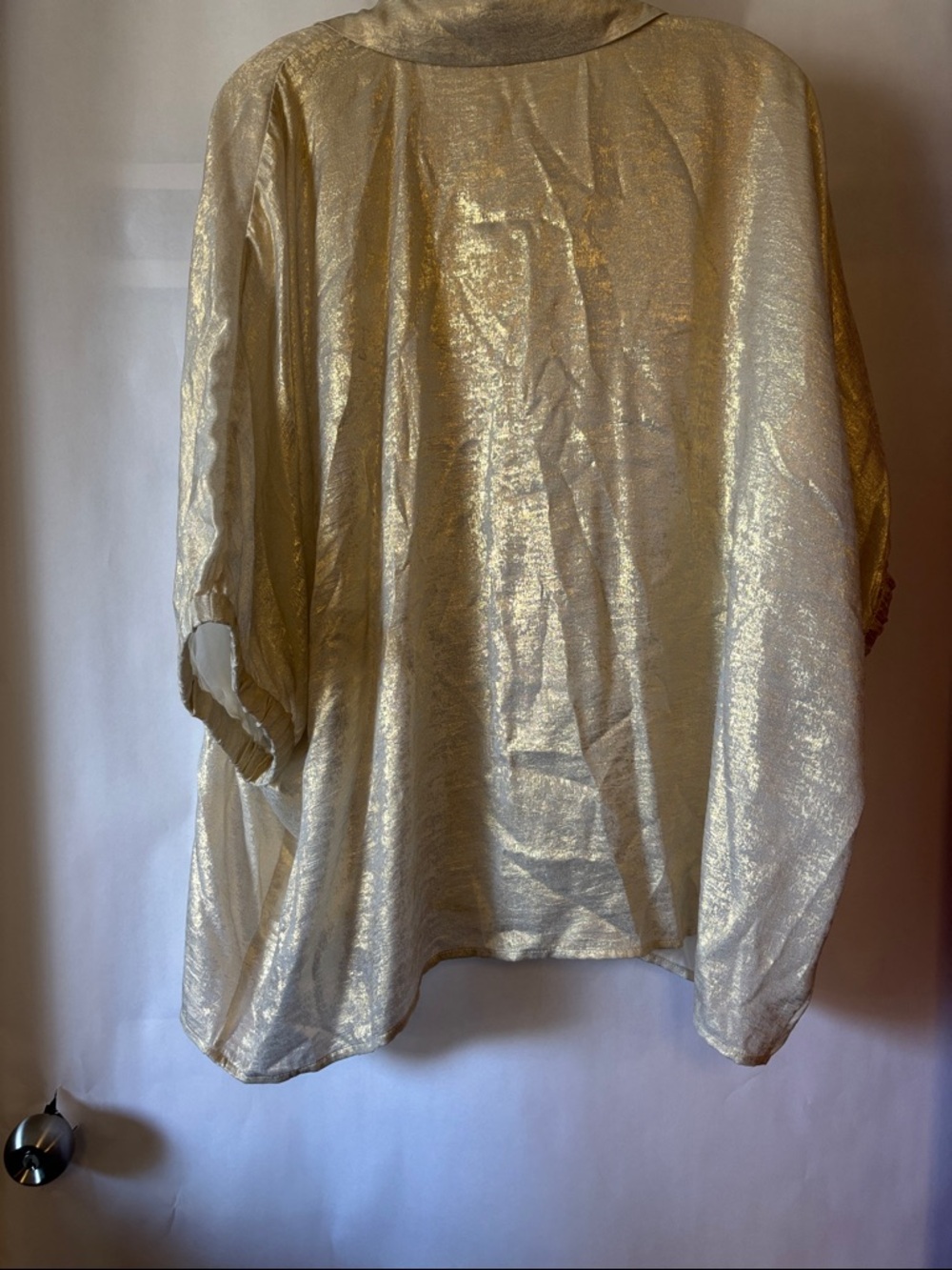 JODIFL Shimmery Gold V-Neck Blouse pit to pit 36” - Picture 9 of 10